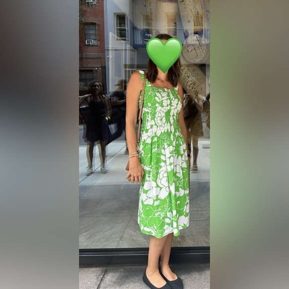 NWOT RAILS Seville Green Lotus Smocked Drop Waist Midi Dress 💚 Large - Picture 5 of 16